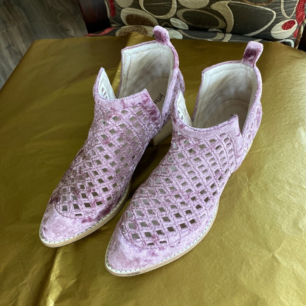 Jeffrey Campbell Lattice Velvet Booties